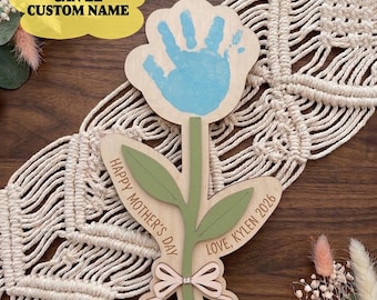 Personalized Mother's Day HandPrint Sign Wooden Acrylic Board For Mom, Mother's Day Sign, Hand Sign Print, Custom Best Mom Ever Board