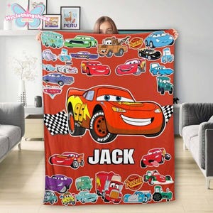 Personalized Cars Movie Blanket, Lightning Mcqueen Blanket, Doc Hudson Tow Mater Blanket, Cars Land Blanket, Cars Birthday Gifts Blanket bild 3