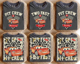 Custom Birthday Two Fast Pit Crew Lightning McQueen Shirts, Family Birthday Matching Disneyland Cars, Pixar Pier, Birthday Boy Tee, WDW