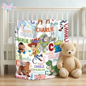 Personalized Toy Story Fleece Blanket, Buzz Lightyear Blanket,Toy Story Woody Jessie Blanket, Toy Story Aliens Blanket, Birthday Boy Blanket afbeelding 4