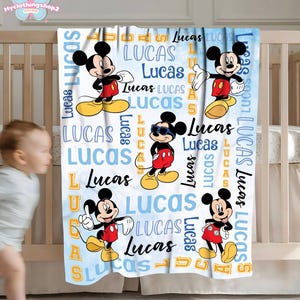 Personalized Mickey Fleece Blanket, Mickey Mouse Blanket, Disneyland Mickey Quilt, Mickey and Friends Blanket, Disneyland Throw Blanket image 6