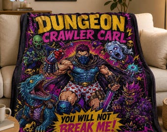 Dungeon Crawler Carl Goddamnit Donut Blanket, Princess Donut And Mongo Fleece Blanket, New Achievement, Bookish Throw For Bed Couch Sofa