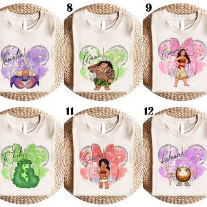 Retro Disneyland Moana Coquette Bows Shirt, Maui Moana Hei Hei and Pua tee, Moana Family Bundle, Moana Characters Shirt, Princess Fun Gift image 1
