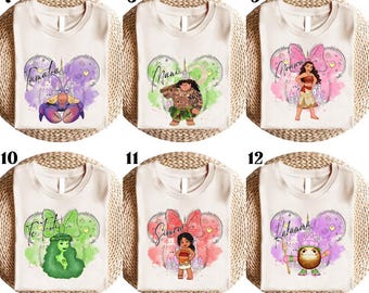 Retro Disneyland Moana Coquette Bows Shirt, Maui Moana Hei Hei and Pua tee, Moana Family Bundle, Moana Characters Shirt, Princess Fun Gift