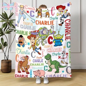 Personalized Toy Story Fleece Blanket, Buzz Lightyear Blanket,Toy Story Woody Jessie Blanket, Toy Story Aliens Blanket, Birthday Boy Blanket afbeelding 1