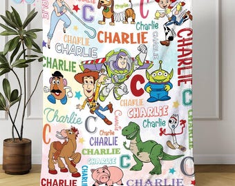Personalized Toy Story Fleece Blanket, Buzz Lightyear Blanket,Toy Story Woody Jessie Blanket, Toy Story Aliens Blanket, Birthday Boy Blanket