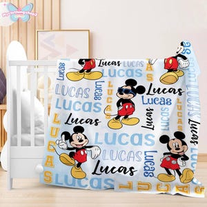 Personalized Mickey Fleece Blanket, Mickey Mouse Blanket, Disneyland Mickey Quilt, Mickey and Friends Blanket, Disneyland Throw Blanket image 3