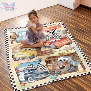 Manta polar personalizada con personajes de Disneyland Cars, manta de Lightning McQueen y Tow Mater, manta de Disneycars, regalo de cumpleaños para niño o niña. imagen 5