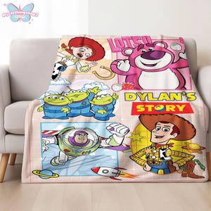 Personalized Toy Story Fleece Blanket, Buzz Lightyear Blanket, Toy Story Woody Blanket, Toy Story Aliens Blanket, Birthday Boy Blanket image 3