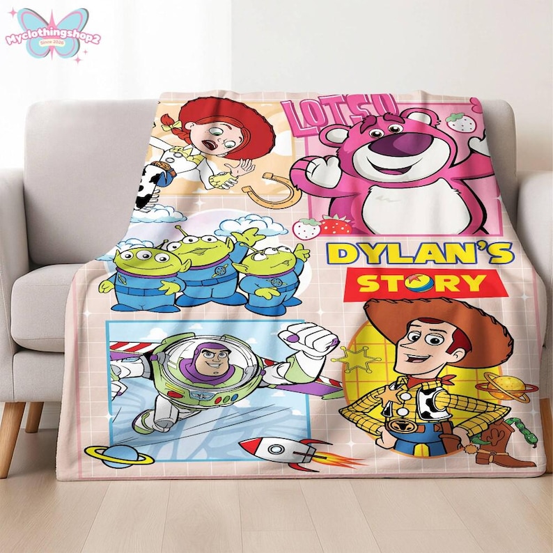 Personalized Toy Story Fleece Blanket, Buzz Lightyear Blanket, Toy Story Woody Blanket, Toy Story Aliens Blanket, Birthday Boy Blanket image 3