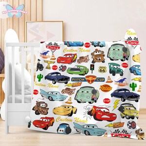 Personalized Disneyland cars character Fleece Blanket, Lightning McQueen Tow Mater Blanket, Disneycars blanket, Birthday Boy Girl Gifts image 4