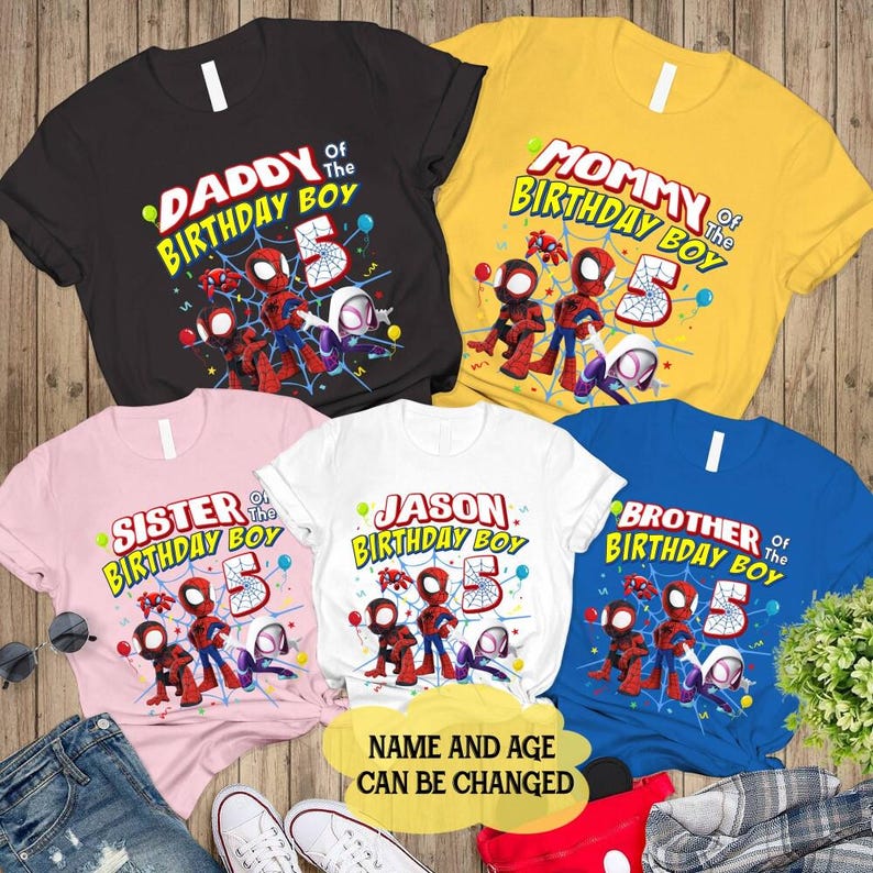 Spidey and His Amazing Friends Family Matching Birthday Shirt, MCU Superhero Birthday Shirt, Spiderman Family Matching Shirt image 1
