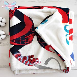 Personalized Spidey And His Amazing Friends Blanket, Spidey Friends Fleece Blanket, Spiderman Superhero Blanket, Spidey Birthday Gifts image 8