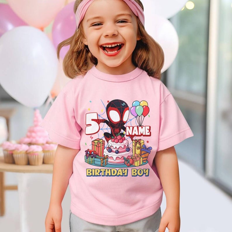 MCU Spidey And His Amazing Shirt Friends Custom Name Shirt, Birthday Boy, Girl, Personalized MCU Birthday Shirt Funny Spider Hero Tee 画像 6