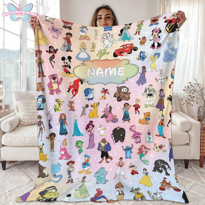 Personalized Disneyland Fleece Blanket, Mickey And Friends Blanket, Disneyland Princess Blanket, Toy Story Blanket, Movie Inspired Blanket Bild 7