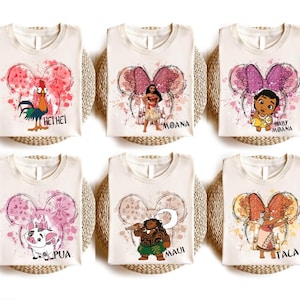 Disneyland Princess Moana Characters Shirt, Disneyland Minnie Mickey Moana, Moana Pua, Moana Hei Hei Shirt, Disneyland Trip Matching Tee image 1