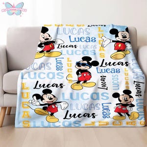 Personalized Mickey Fleece Blanket, Mickey Mouse Blanket, Disneyland Mickey Quilt, Mickey and Friends Blanket, Disneyland Throw Blanket image 2