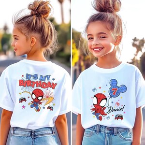 Spidey & His Amazing Friends Birthday Shirt, Mcu Custom Birthday Family Matching Tee, Ghost Spider Birthday Tee, DisneyFamily Trip Tee bild 3