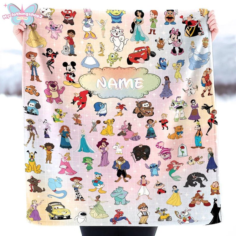 Personalized Disneyland Fleece Blanket, Mickey And Friends Blanket, Disneyland Princess Blanket, Toy Story Blanket, Movie Inspired Blanket Bild 4