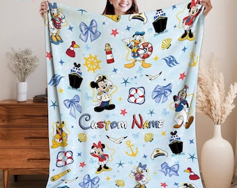 Personalized Mickey and Friends Disneyland Pirates Blanket, Pirates of the Caribbean, DisneyFamily Cruise, Custom Name Baby Shower Gift