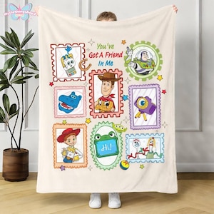 Personalized Toy Story 5 Fleece Blanket, Buzz Lightyear Blanket, Toy Story Woody Jessie Blanket, Toy Story Aliens,Birthday Boy Blanket image 1