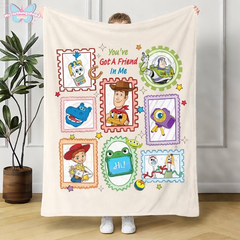Personalized Toy Story 5 Fleece Blanket, Buzz Lightyear Blanket, Toy Story Woody Jessie Blanket, Toy Story Aliens,Birthday Boy Blanket image 1