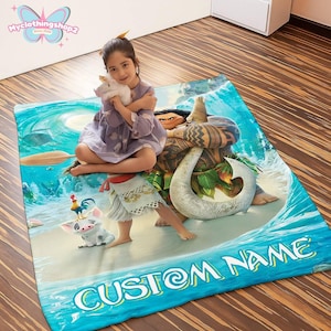 Custom Name Princess Moana Blankets, Moana 2 Fleece Blanket, Moana Maui Blanket, Princess Moana Blanket, Birthday Gift immagine 4