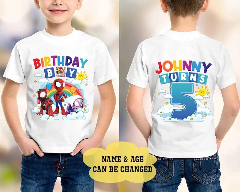 Comfort Colors Custom Spidey And His Amazing Friends ShirtBirthday Ghost Spider Shirt,Birthday Boy, Family Matching, Disneyland Gifts Shirt image 1