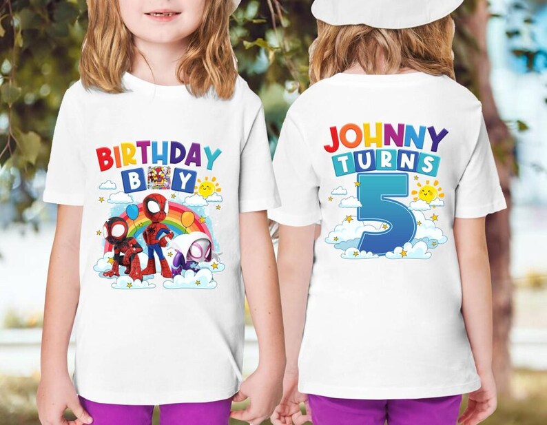 Comfort Colors Custom Spidey And His Amazing Friends ShirtBirthday Ghost Spider Shirt,Birthday Boy, Family Matching, Disneyland Gifts Shirt image 3