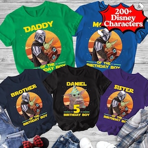 Personalized The Mandalorian Baby Yoda Birthday Shirt, Disneyland Birthday party shirt, Matching Family Shirts, Father Day, Dad gifts image 1