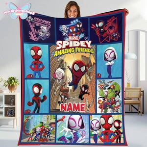 Personalized Spidey & His Friends blanket, Spiderman And Amazing Friends Custom Name Blanket, Birthday Boy Girl blanket, Birthday Boy gift bild 1