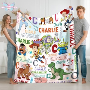 Personalized Toy Story Fleece Blanket, Buzz Lightyear Blanket,Toy Story Woody Jessie Blanket, Toy Story Aliens Blanket, Birthday Boy Blanket afbeelding 5