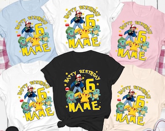 Custom Pokeball All Characters Shirt, Pikachu Charmander Bulbasaur Gengar Gifts, Poke Anime Monster Tee, Poke Family Matching Birthday Tee