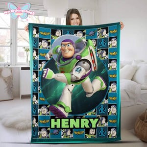Personalized Toy Story Buzz Lightyear Blanket, Jessie Woody Fleece Blanket, Throw Fleece For Bed Sofa, Disneyland Movie, Birthday Gifts 画像 1