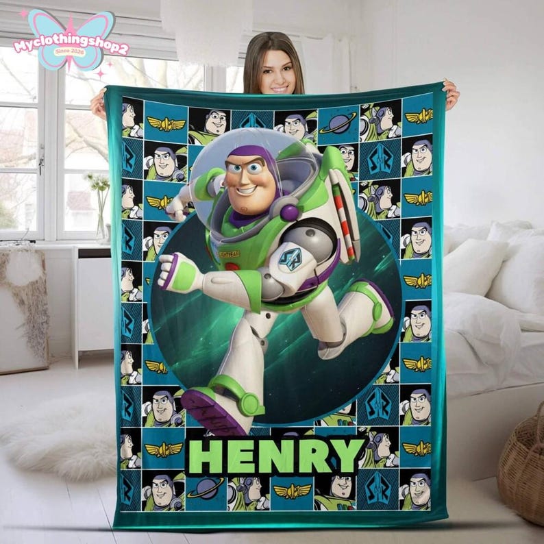 Personalized Toy Story Buzz Lightyear Blanket, Jessie Woody Fleece Blanket, Throw Fleece For Bed Sofa, Disneyland Movie, Birthday Gifts 画像 1