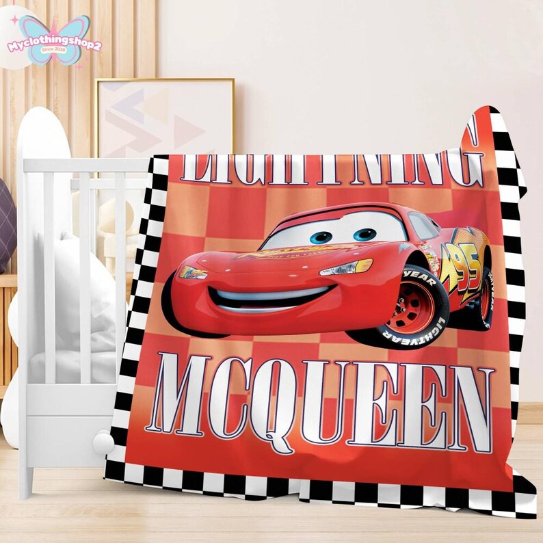 Personalized Disneyland Cars Character blanket, Lightning McQueen Tow Mater Throw Blanket,Disneycars blanket, Birthday Boy Girl Gift blanket image 3