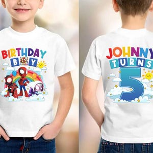 Comfort Colors Custom Spidey And His Amazing Friends ShirtBirthday Ghost Spider Shirt,Birthday Boy, Family Matching, Disneyland Gifts Shirt image 4