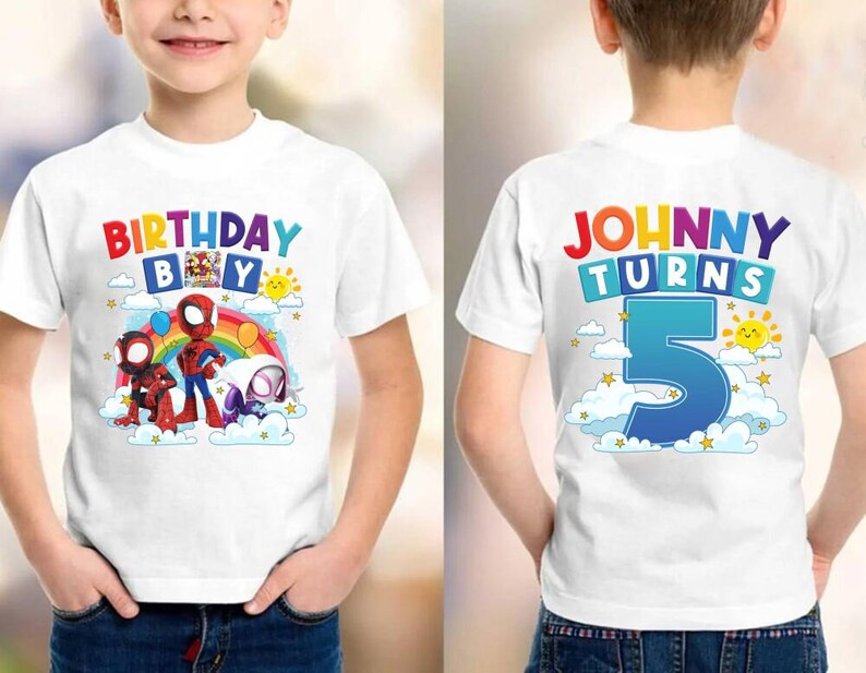 Comfort Colors Custom Spidey And His Amazing Friends ShirtBirthday Ghost Spider Shirt,Birthday Boy, Family Matching, Disneyland Gifts Shirt image 4