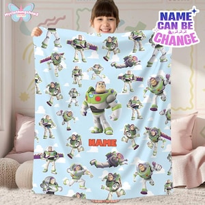 Personalized Toy Story Buzz Lightyear Fleece Blanket | Toy Story Land Blanket | Toy Story Magic Kingdom Blanket for Bed Couch Sofa image 1