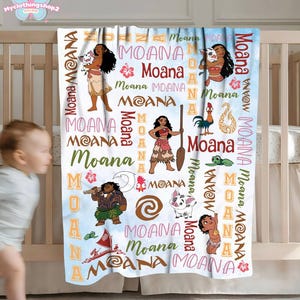 Personalized Moana Blanket, Custom Name Moana Blanket, Moana Maui Blanket, Disneyland Birthday Gift Blanket, Princess Birthday Gifts afbeelding 6