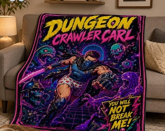 Dungeon Crawler Carl Blanket, Funny Fantasy Novel Throw Blanket, Cozy Gamer Gift, You Will Not Break Me LitRPG Fandom Blanket, Couch Blanket