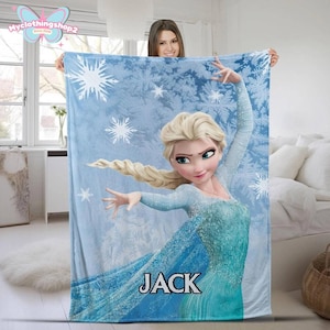 Personalized Disneyland Frozen Blanket, Custom Name DisneyGirl Blanket, Princess Elsa Blanket, DisneyBirthday Girl Gift, DisneyTrip Blanket image 1
