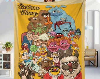 Custom Muppets Show Fleece Blanket, The Muppet Show Characters Blanket, Comedy Film Blanket, Kermit The Frog Piggy Blanket