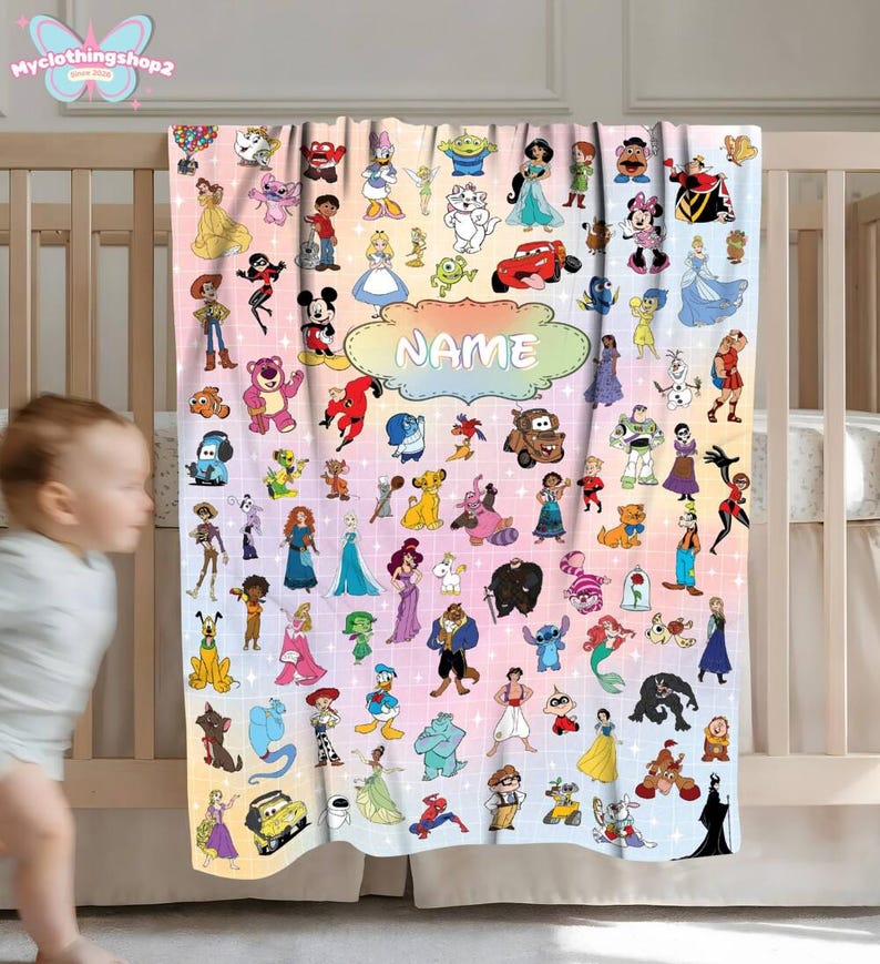 Personalized Disneyland Fleece Blanket, Mickey And Friends Blanket, Disneyland Princess Blanket, Toy Story Blanket, Movie Inspired Blanket Bild 6