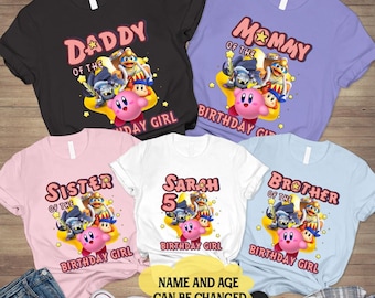 Personalized Kirby Shirt, Kirby Family shirt, Kirby Birthday Squad, Kirby Game Birthday Family shirt, Family Matching Kirby Shirt