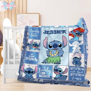 Personalized Stitch Fleece Blanket, My Name Stitch Blanket, Stitch Lovers Blanket, Fleece Blanket, Throw Blanket, Sofa Blanket image 3