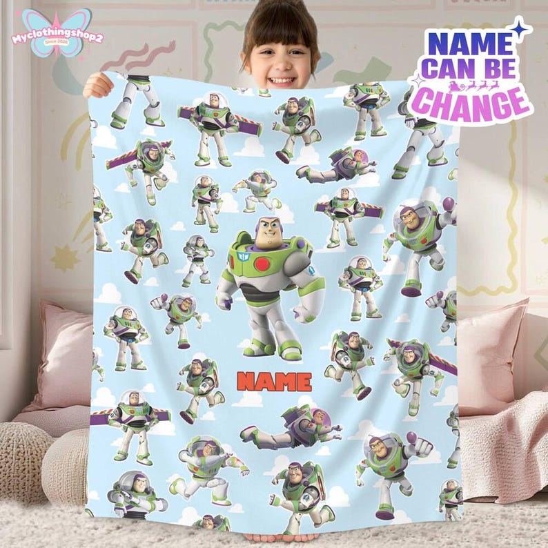 Personalized Toy Story Buzz Lightyear Fleece Blanket | Toy Story Land Blanket | Toy Story Magic Kingdom Blanket for Bed Couch Sofa image 2