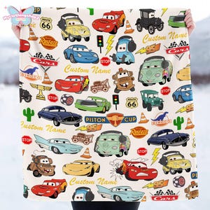 Personalized Disneyland cars character Fleece Blanket, Lightning McQueen Tow Mater Blanket, Disneycars blanket, Birthday Boy Girl Gifts image 5