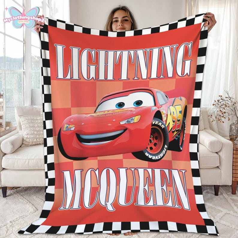 Personalized Disneyland Cars Character blanket, Lightning McQueen Tow Mater Throw Blanket,Disneycars blanket, Birthday Boy Girl Gift blanket image 1