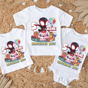 MCU Spidey And His Amazing Shirt Friends Custom Name Shirt, Birthday Boy, Girl, Personalized MCU Birthday Shirt Funny Spider Hero Tee 画像 2